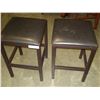 Image 1 : PAIR OF BLACK LEATHER AND METAL STOOLS