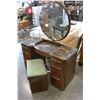Image 2 : BURLED WALNUT VANITY WITH MIRROR AND STOOL