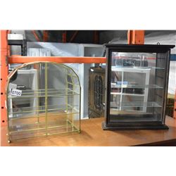 2 SMALL GLASS DISPLAY CASES
