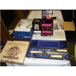 CARNIVAL GLASS, FIGURES, COLLECTIBLES, AND JEWELRY BOX