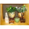 Image 1 : ROCK SALT LAMP AND PLANTER STANDS W/ SMALL POTS