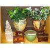 Image 2 : ROCK SALT LAMP AND PLANTER STANDS W/ SMALL POTS