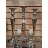 Image 1 : 3 HEAVY SILVER CANDLESTICKS AND 2 SMALL CANDLESTICKS WITH CRYSTALS