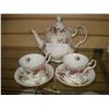 Image 1 : LAVENDER ROSE TEAPOT, CUPS, AND SAUCERS
