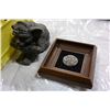 Image 2 : ORIGINAL SCULPTURE IN WOOD FRAME SIGNED AND CRATE OF GARGOYLE AND DECOR