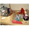 Image 1 : 2 TRAYS OF ART GLASS, VASES, AND GLASSES