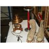 Image 1 : 2 PAIRS VINTAGE ROLLER SKATES, BRASS HORSE LAMP, AND ASH TRAY
