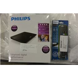 NEW OVERSTOCK PHILIPS 22DB AMPLIFIED DIGITAL ANTENNA AND 8 IN 1 REMOTE