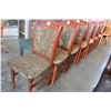Image 3 : SET OF 7 CARVED CHERRY FINISH UPHOLSTERED DINING CHAIRS