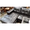 Image 2 : BLACK LEATHER SOFA W/ CHAISE