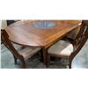 Image 2 : MODERN DINING TABLE W/ BUILT IN STONE LAZY SUZAN, FLIPOUT LEAFS, AND 4 CHAIRS