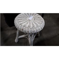 WHITE WICKER STOOL