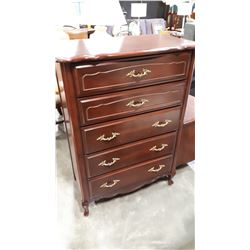 FRENCH PROVINCIAL 5 DRAWER CHERRY FINISH HIGHBOY