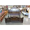 Image 3 : NEW ASHLEY KINGSIZE BURLED AND CARVED SLEIGH BEDFRAME RETAIL $3,999