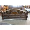 Image 4 : NEW ASHLEY KINGSIZE BURLED AND CARVED SLEIGH BEDFRAME RETAIL $3,999