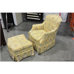 YELLOW ROLLING CHAIR AND OTTOMAN
