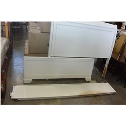 ASHLEY WHITE DOUBLE SIZE BEDFRAME, RAIL REQUIRES REPAIR