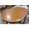 Image 2 : ASHLEY OAK BAR HEIGHT DINING TABLE WITH EXTENSION, AND 4 UPHOLSTERED STOOLS, RETAIL $2699