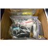Image 1 : BOX OF PHONE CASES, SCREEN PROTECTORS, AND PHONES