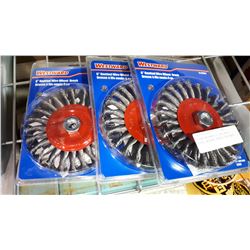 3 NEW WESTWARD 6 INCH WIRE WHEEL BRUSHES RETAIL $49 EACH