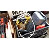 Image 2 : BOX OF TOOLS AND CRATE OF CLEANING SUPPLIES AND EXTENTION CORD