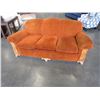Image 2 : WOOD FRAMED ORANGE UPHOLSTERED SOFA