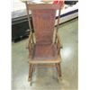Image 2 : OAK ROCKING CHAIR WITH TOOLED LEATHER SEAT AND BACK