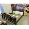 Image 2 : NEW ASHLEY KINGSIZE BURLED AND CARVED SLEIGH BEDFRAME RETAIL $3,999