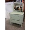 Image 1 : 4 DRAWER PAINTED GREEN DRESSER WITH MIRROR