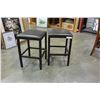 Image 2 : PAIR OF BLACK LEATHER AND METAL STOOLS