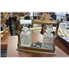 Image 2 : ANTIQUE OAK LIQUOR CADDY WITH 2 DECANTERS