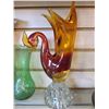 Image 2 : ART GLASS BIRD VASE, ART GLASS VASE AND GREEN GLASS VASE