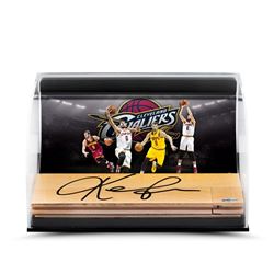 Kevin Love Signed Cavaliers 11x7x5 NBA Game Used Floor Piece Curve Display (UDA COA)