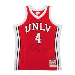 Larry Johnson Signed Authentic Mitchell  Ness UNLV Home Jersey LE 25 (UDA COA)