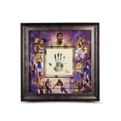Magic Johnson Signed Lakers LE 36x36 Custom Framed Tegata Display Inscribed  HOF 02  (UDA COA)