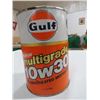 Image 2 : 2 OIL TINS, GULF MULTI GRADE 10W30, (1 LITRE CARDBOARD & 1.14 LITRE TIN) *SOME DENTS*