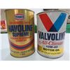 Image 1 : 2 OIL TINS 10W40 1 LITER TEXACO HAVOLINE TIN, 1 US QT VALVOLINE ALL CLIMATE CARDBOARD