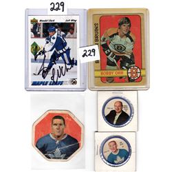 BOBBY ORR OPC, WENDEL CLARK *SIGNED*, TIM HORTON (YORK PEANUT BUTTER) CARDS AND 1960;S TWO HOCKEY TO