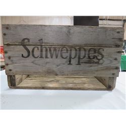 SCHWEPPES WOODEN POP CRATE, NO DIVIDER