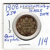 Image 1 : 1908 25 CENTS SCARCE SEMI-KEY DATE LOW MINTAGE