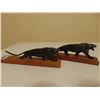 Image 2 : TWO CARVED HORN BLACK PANTHER CARVINGS 5 “ LONG