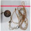 Image 4 : SLAG GLASS HANGING LAMP - CONVERTED TO ELECTRIC