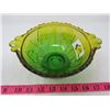 Image 1 : GREEN/GOLD IRIS PATTERN GLASS DISH