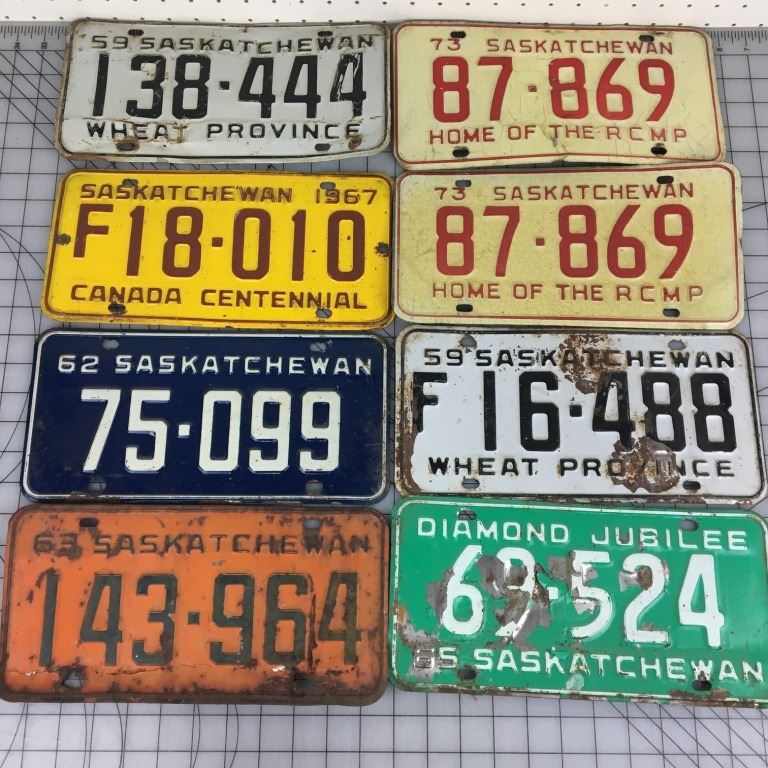 LOT OF SASKATCHEWAN LICENSE PLATES