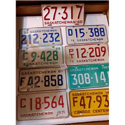 9 SASK LICENSE PLATES, 1940s *REPAINTED*