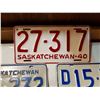 Image 4 : 9 SASK LICENSE PLATES, 1940s *REPAINTED*