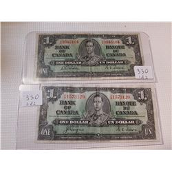 TWO 1937 $1 BILLS, *2 DIFFERENT SIGNATURES*