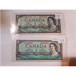 2 - 1954 $1 BILL  (ONE IS DEVIL'S FACE)