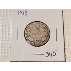 *RARE* 1915 CANADA 25 CENT COIN