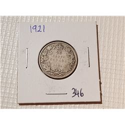 *RARE* 1921 CANADA 25 CENT COIN